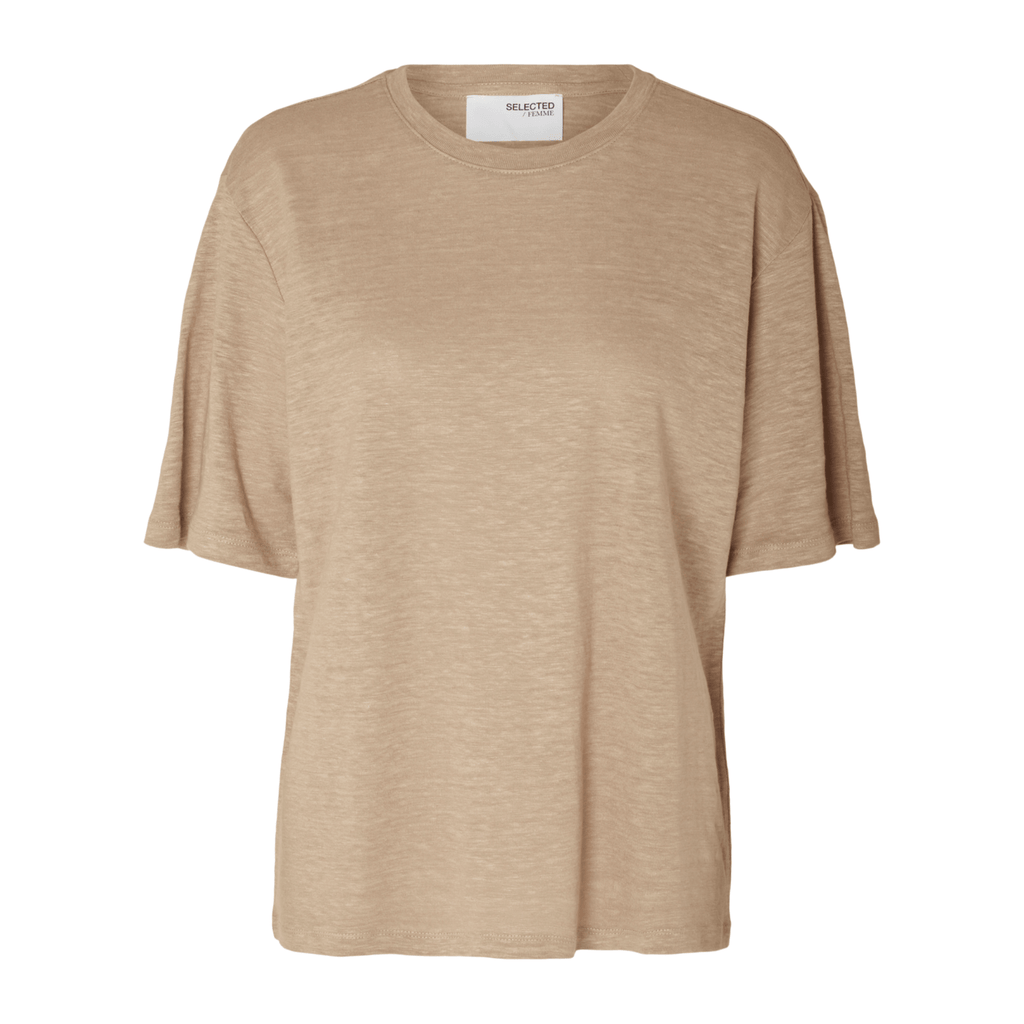 Shop Vilja Linnen T-Shirt Humus Selected Femme Online